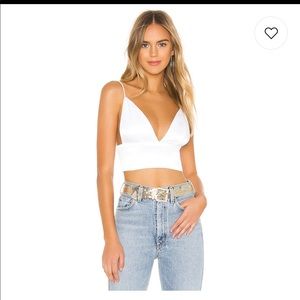 Superdown Gene satin crop top